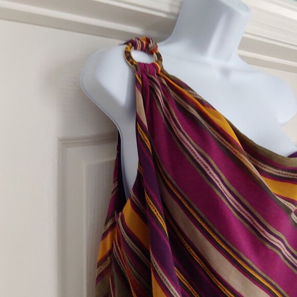 Lauren Ralph Lauren Striped Georgette One-Shoulder Dress Asymmetric 18 - Picture 6 of 13